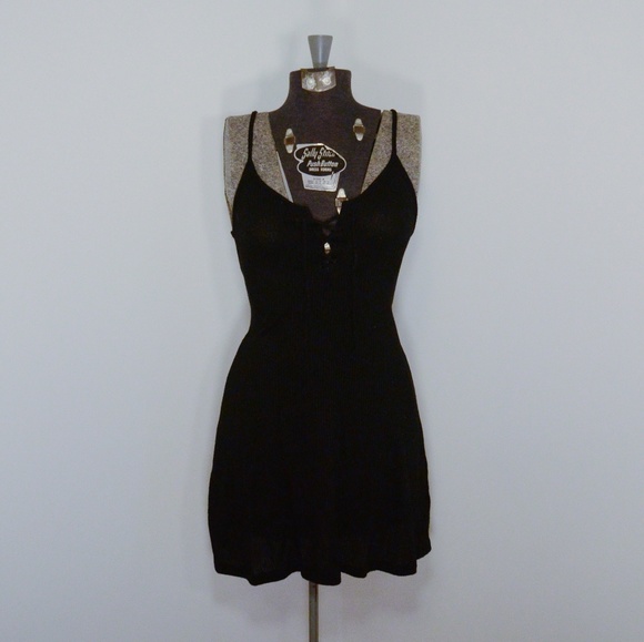 Small Knit Black Cami Dress Tie Front Forever 21 - Picture 1 of 4